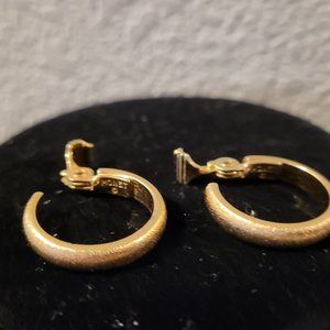 MONET Gold-Toned Textured Clip-on Hoop Earrings - 7/8"